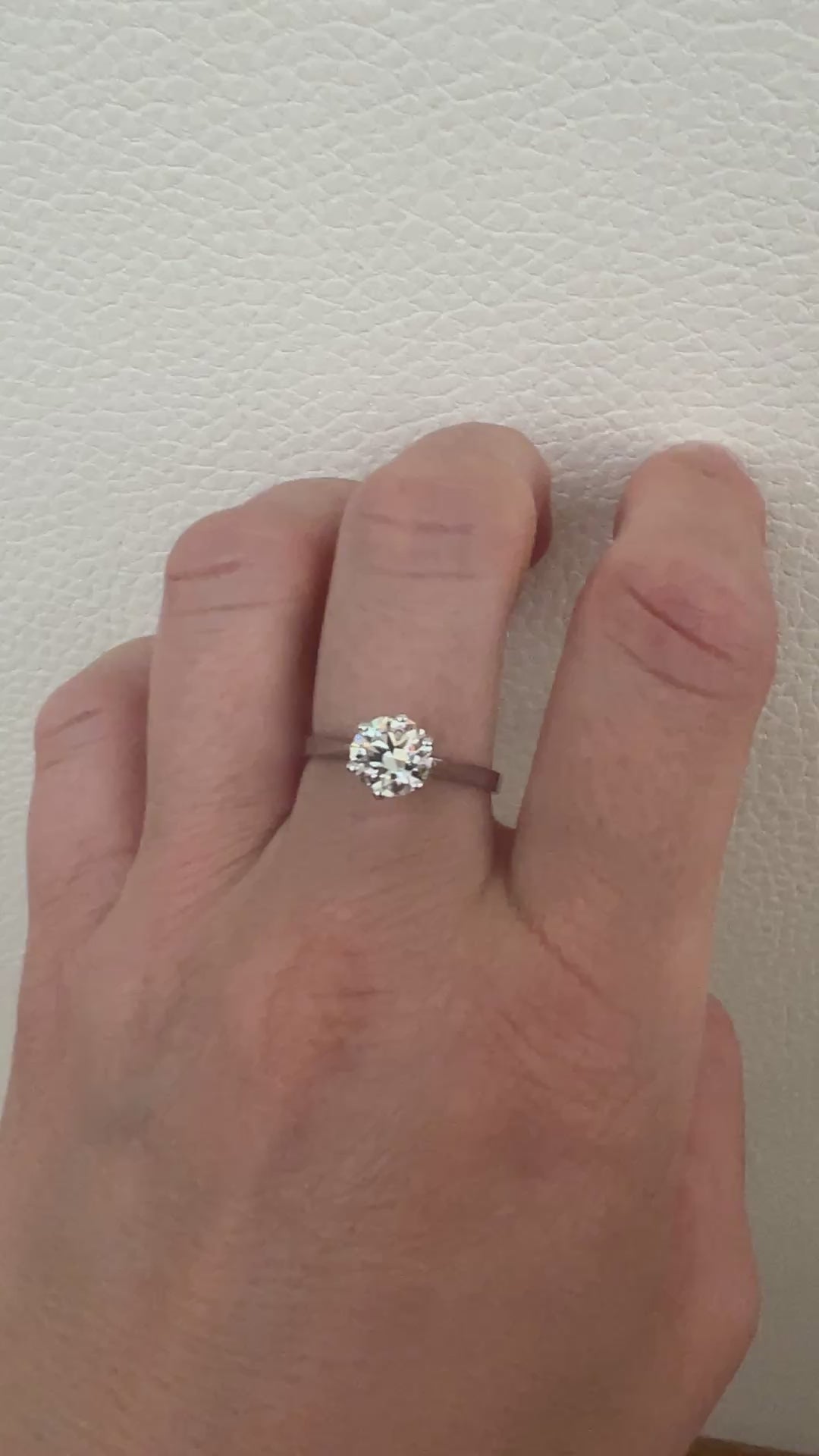 Certified 1.24 Carat  Old European Cut Diamond  White Gold Ring