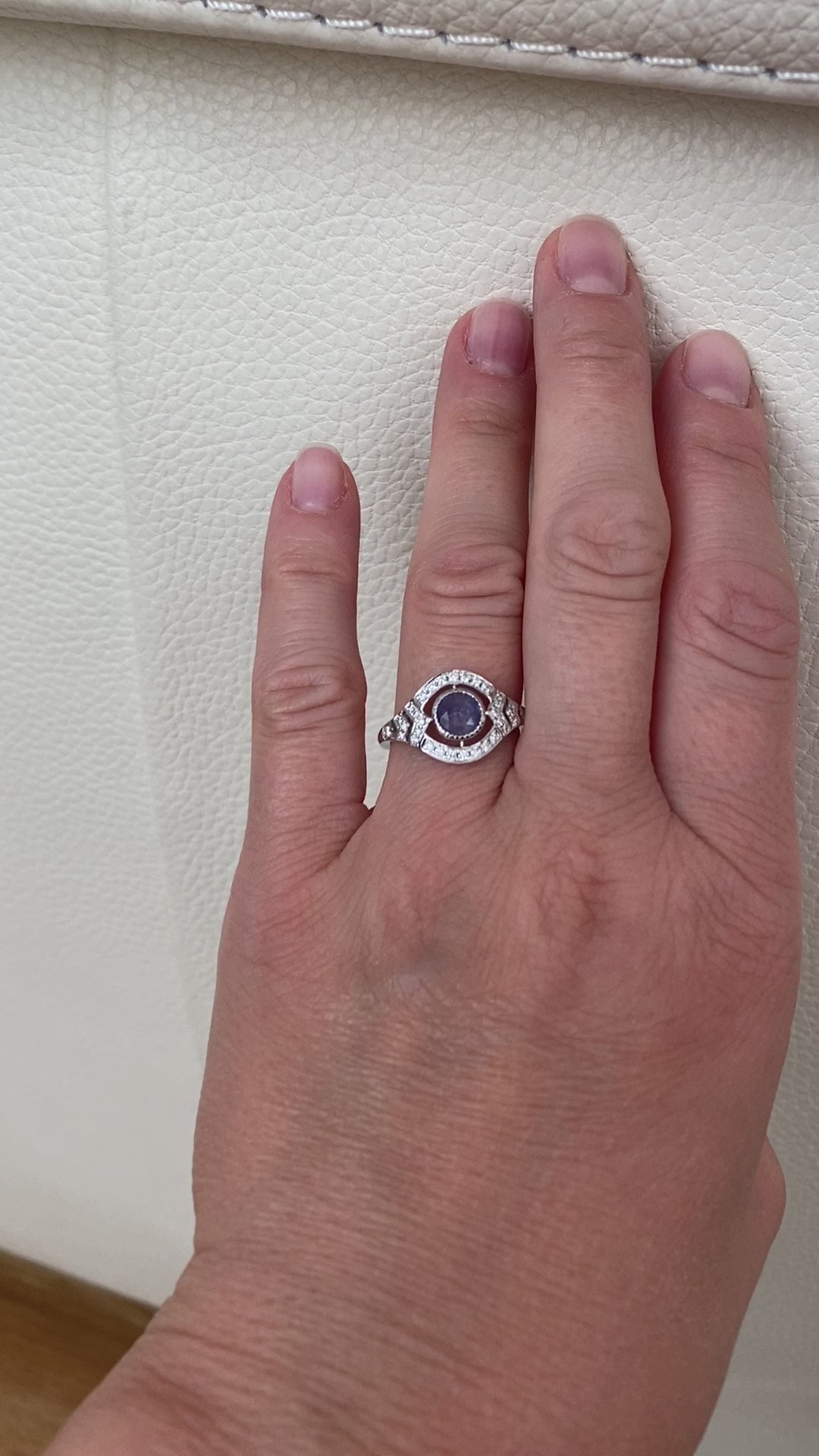 ALGT certified Natural 0.77 Carat  Alexandrite and  Diamond  White Gold  Ring