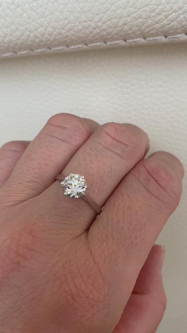 Certified 1.24 Carat  Old European Cut Diamond  White Gold Ring