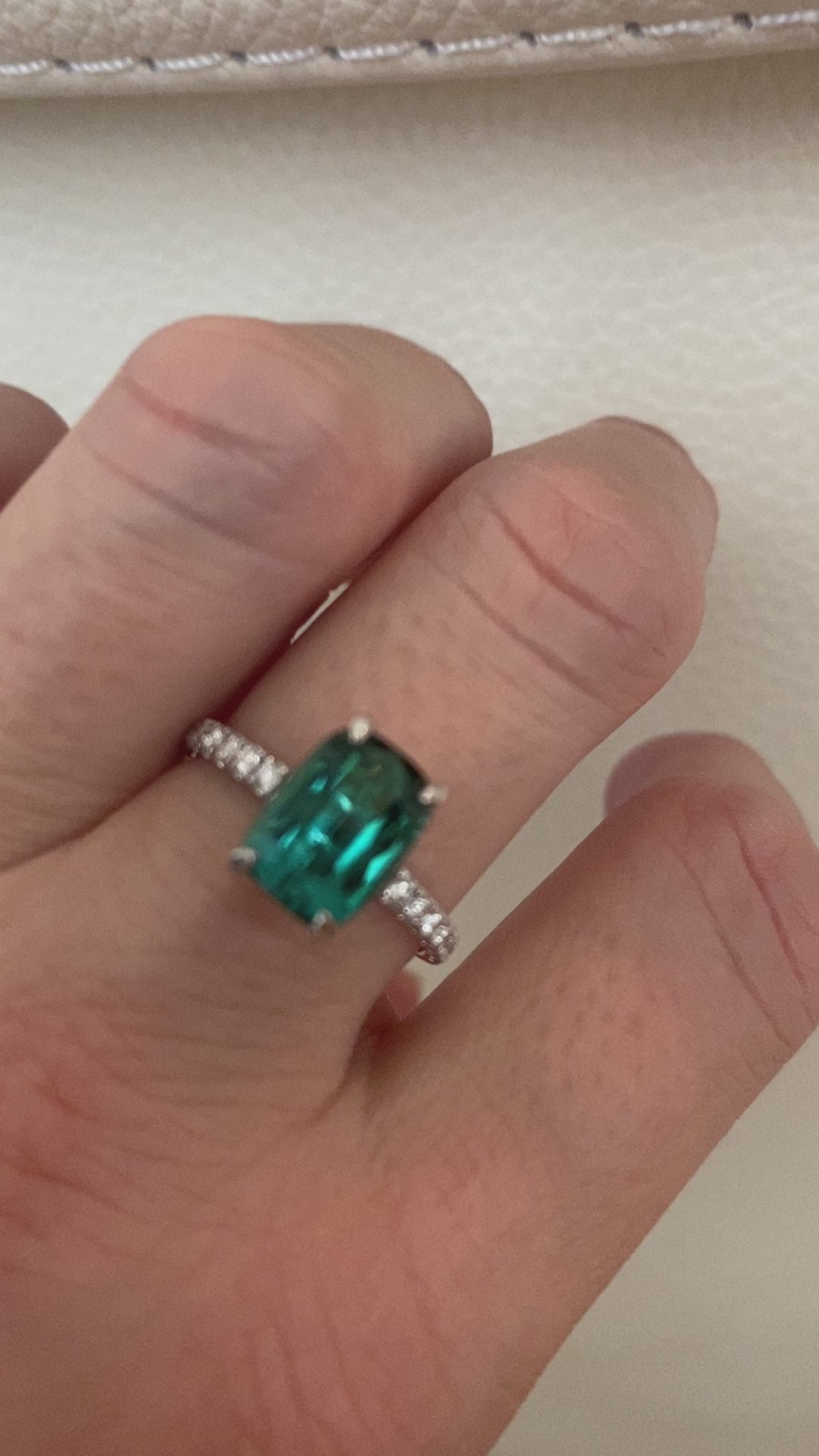 ALGT Certified 2.80 Carat Lagoon Tourmaline Diamond Cocktail Gold ring