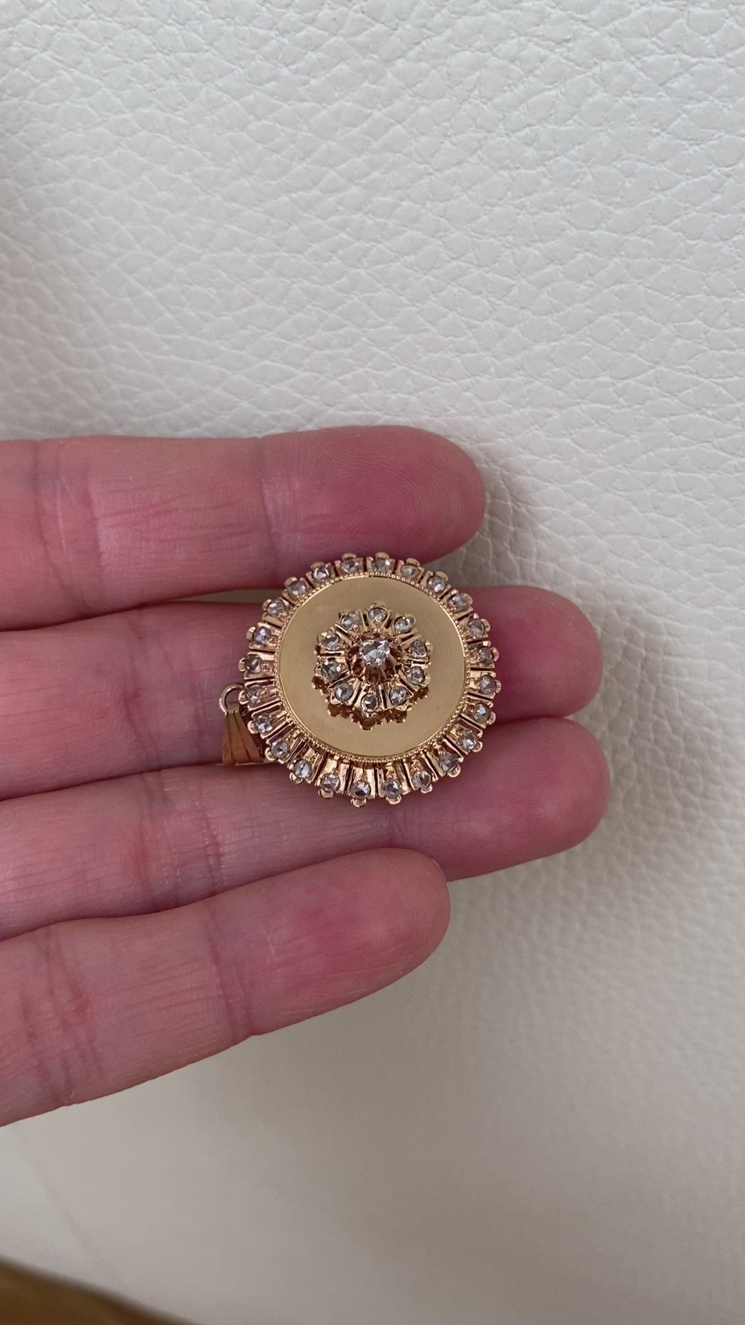 Antique Victorian floral motif Rose Cut Diamond Pendant 14 Carat Gold