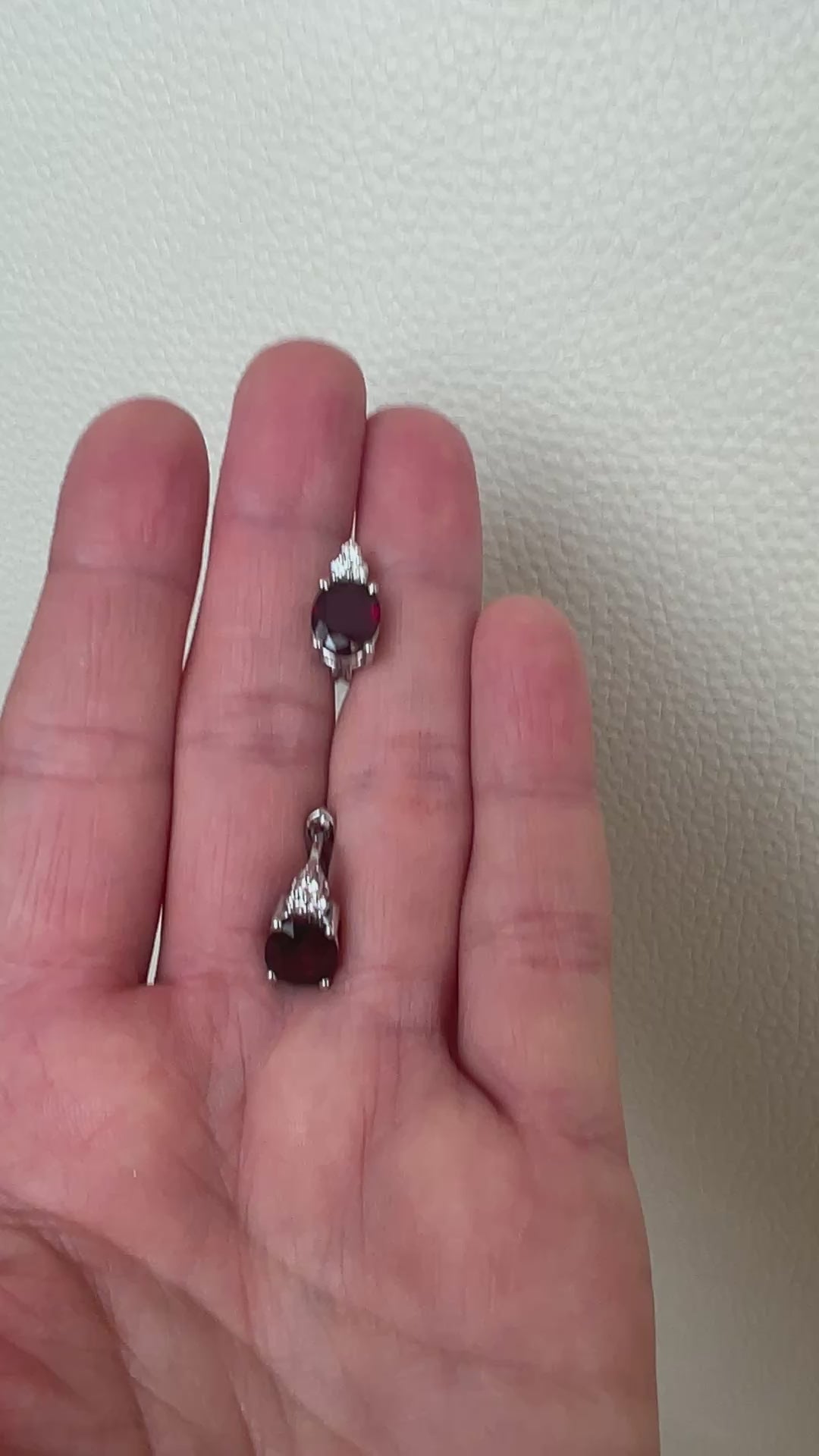 Exquisite 4.32Carat Red Rubies and Diamond 18k Solid White Gold Stud Earrings